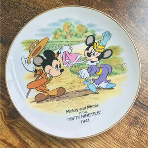 Disneyland Collector Plate - Mickey and Minnie in the Nifty Nineties 1941